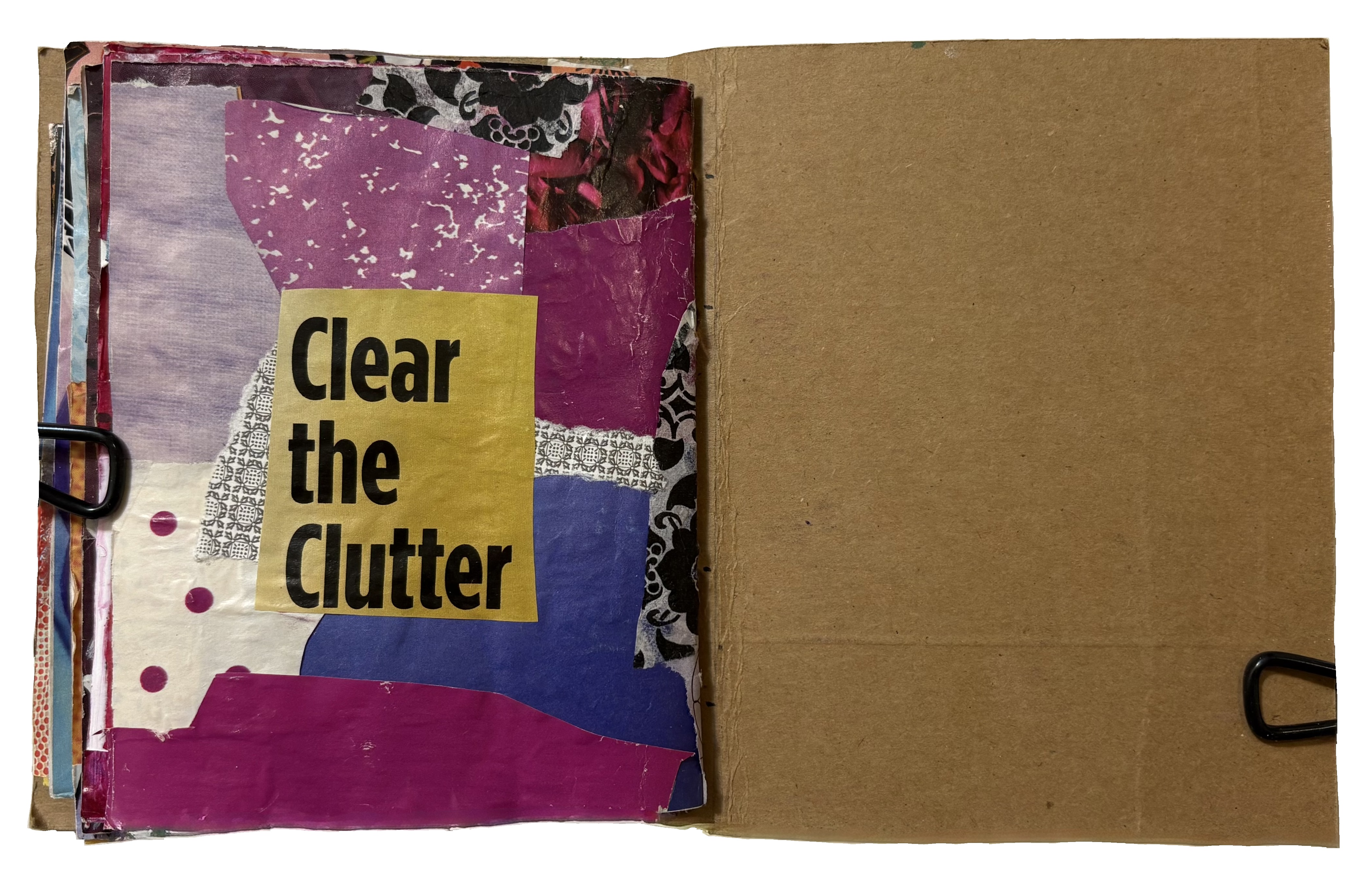 A mixed media art journal collage about clearing the digital clutter.