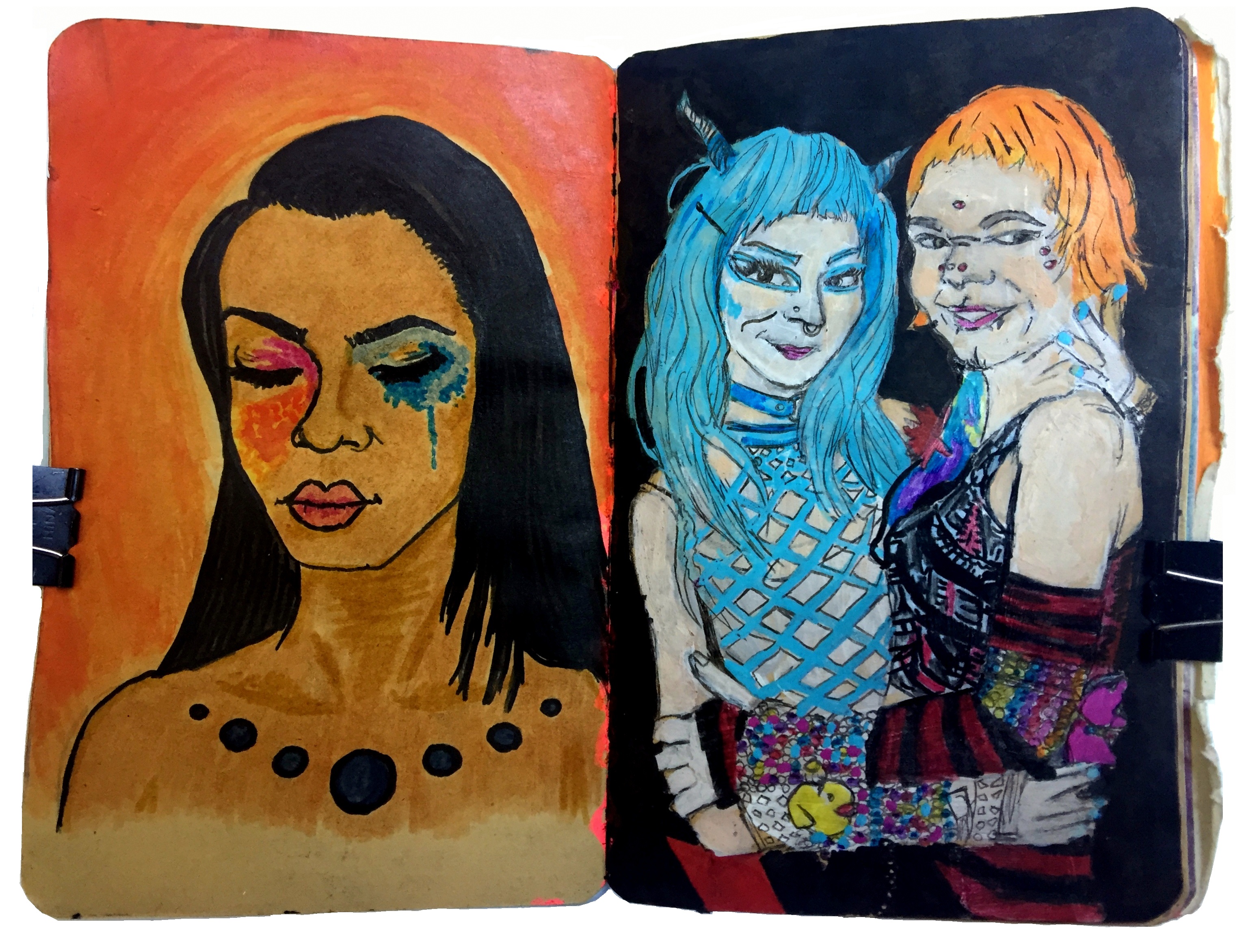Days 274 and 175/365 of Year of Creative Habits. Mixed media art journal portraits from photographs found on Sktchy and Reddit Gets Drawn.