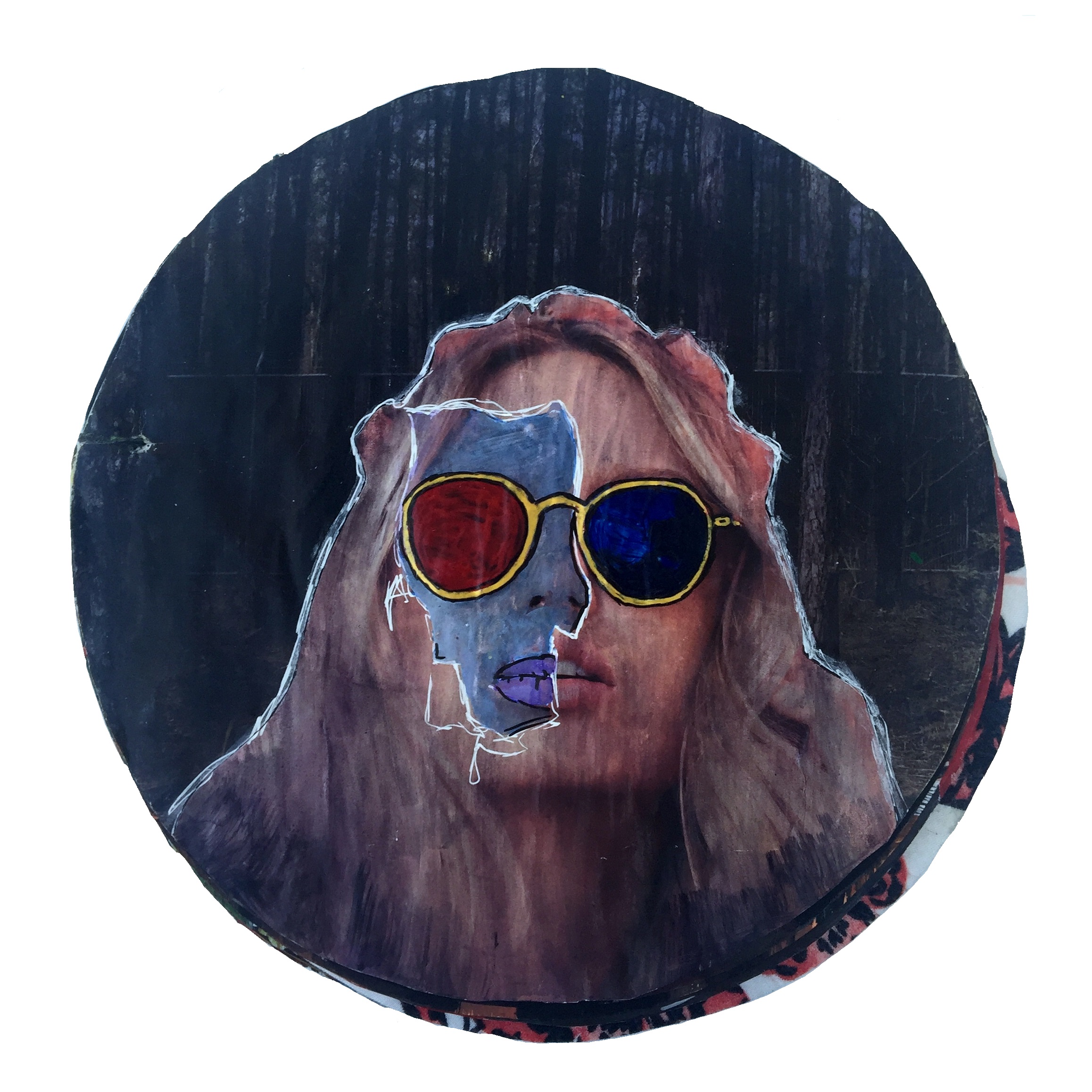 Day 171/365 of Year of Creative Habits. A mixed media art journal page with a collage portrait of Laura Palmer from Twin Peaks.