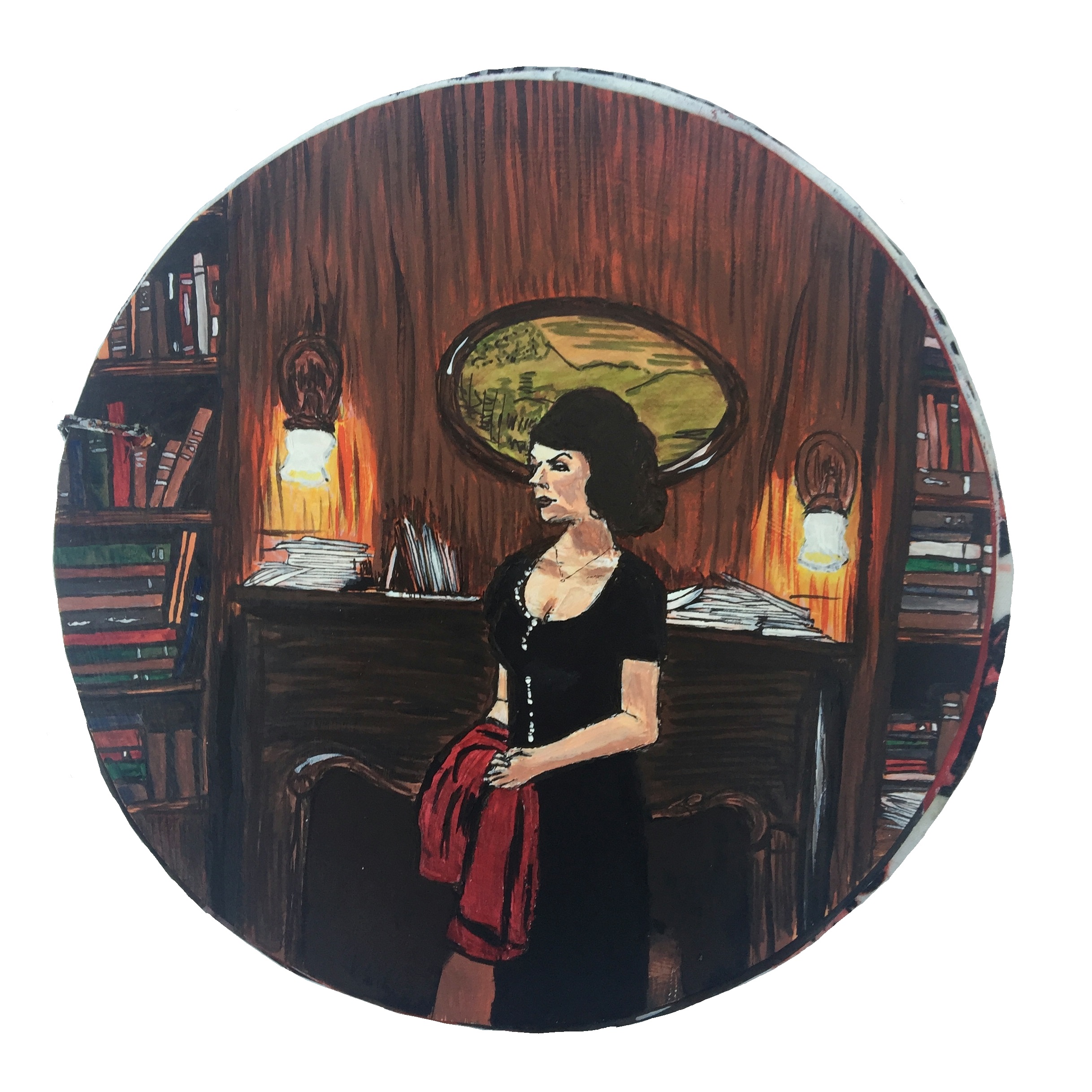 Day 217/365 of Year of Creative Habits. A mixed media art journal painting of Audrey Horne, inspired by Twin Peaks: The Return.