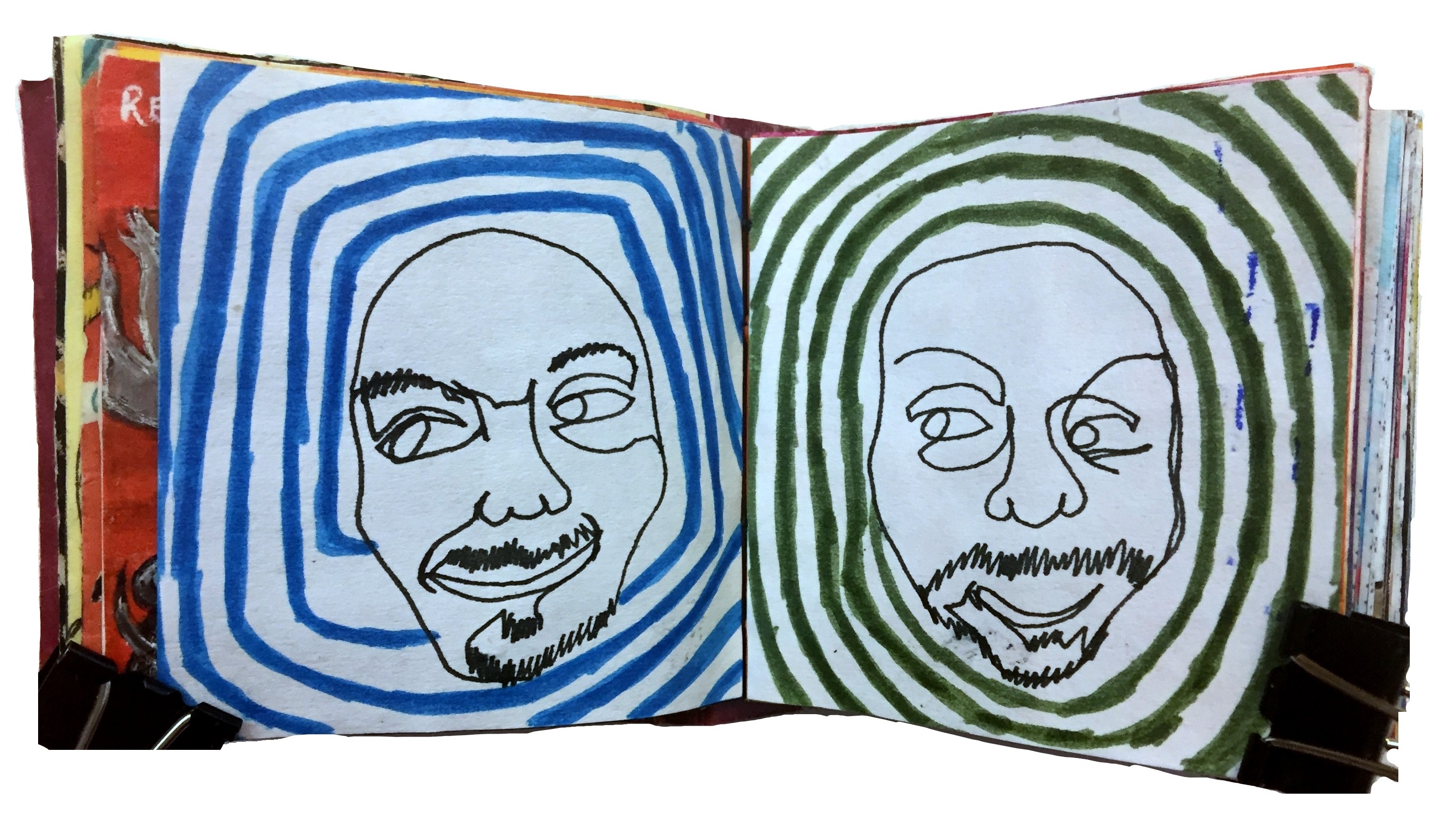 Day 28b/365 of Year of Creative Habits. Post-it art journal blind contour illustrations of my husband.